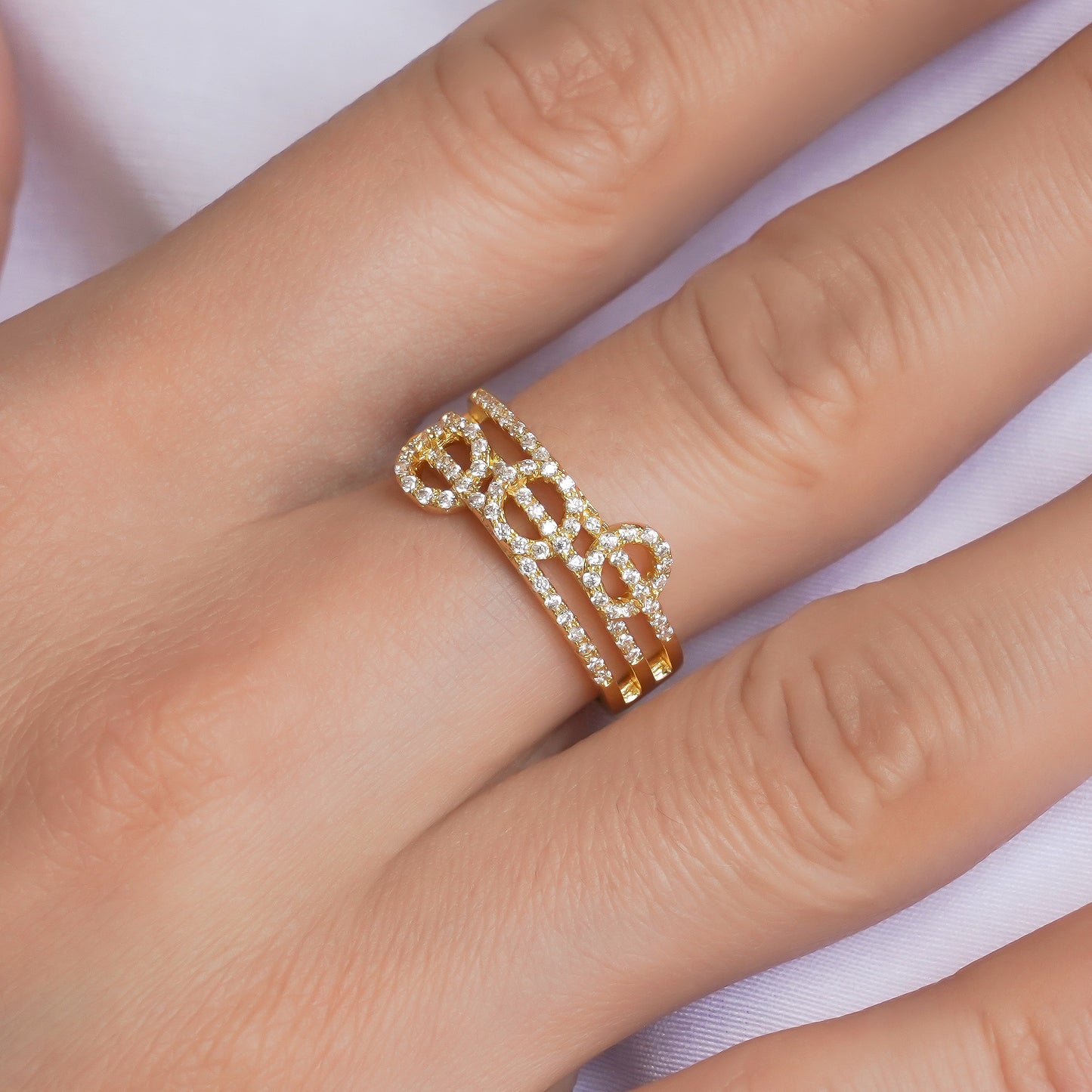 CC01020 Ring 18K gold plated Copper Cubic zirconia