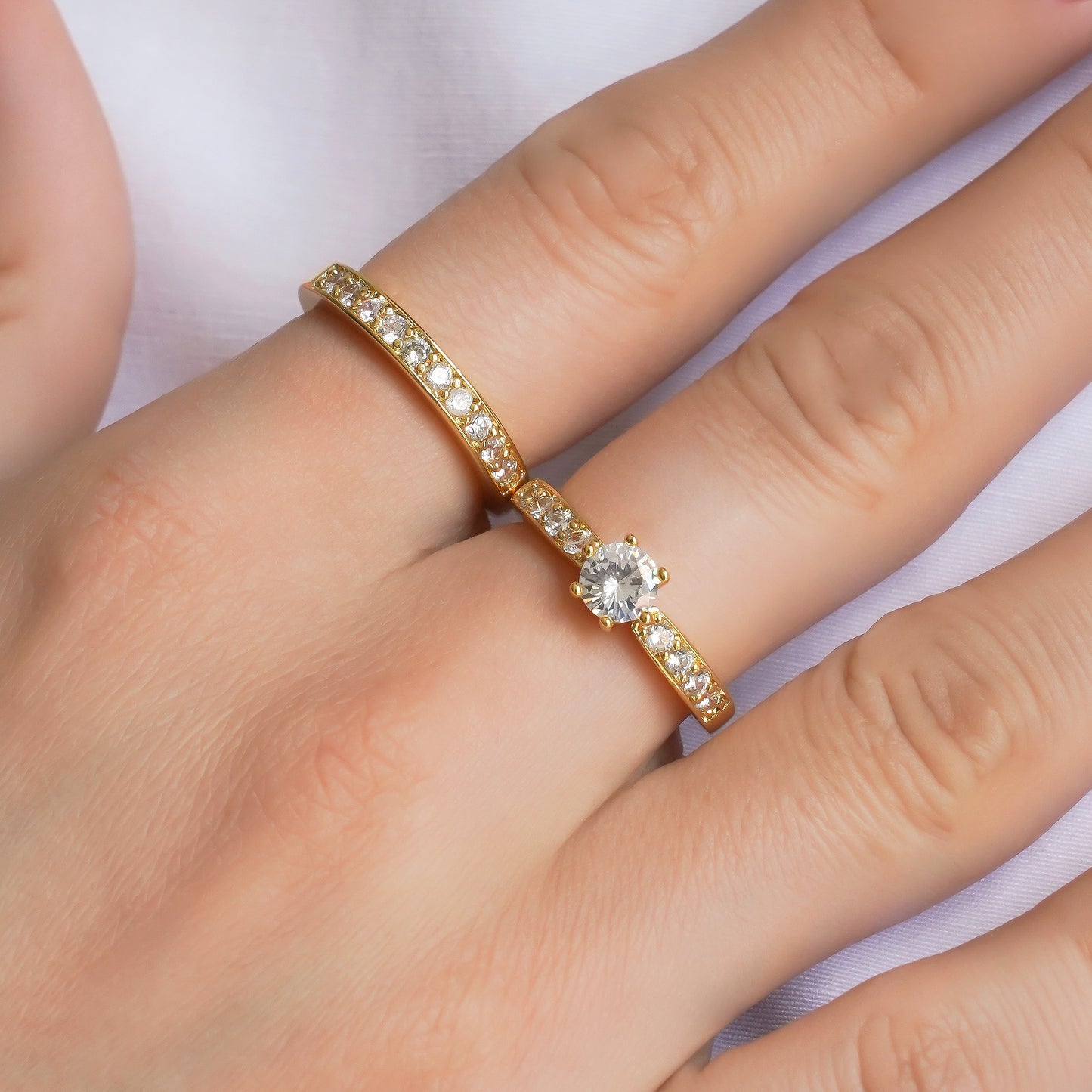 CC01047 Ring 18K Yellow Gold Plated Copper Cubic Zirconia