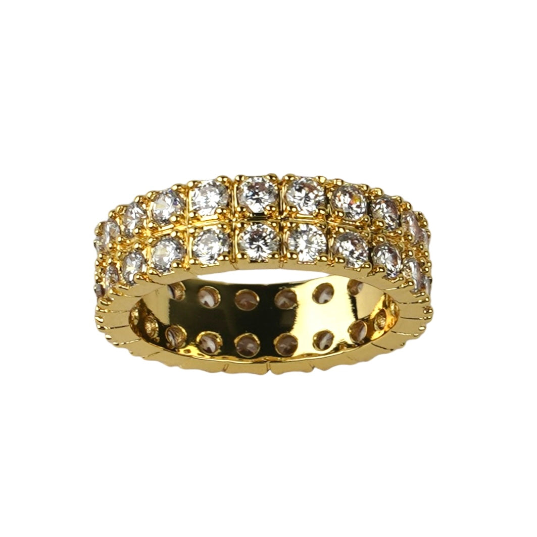 CC01048 Ring 18K Yellow Gold Plated Copper Cubic Zirconia