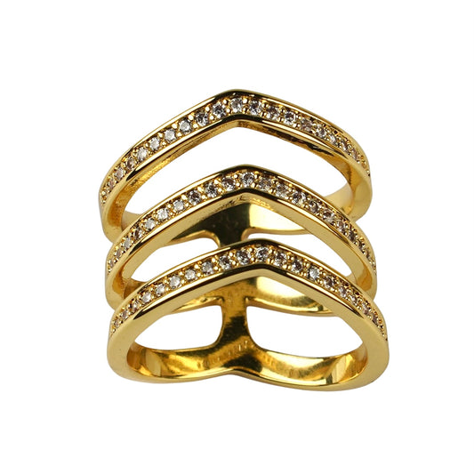 CC01049 Ring 18K Yellow Gold Plated Copper Cubic Zirconia