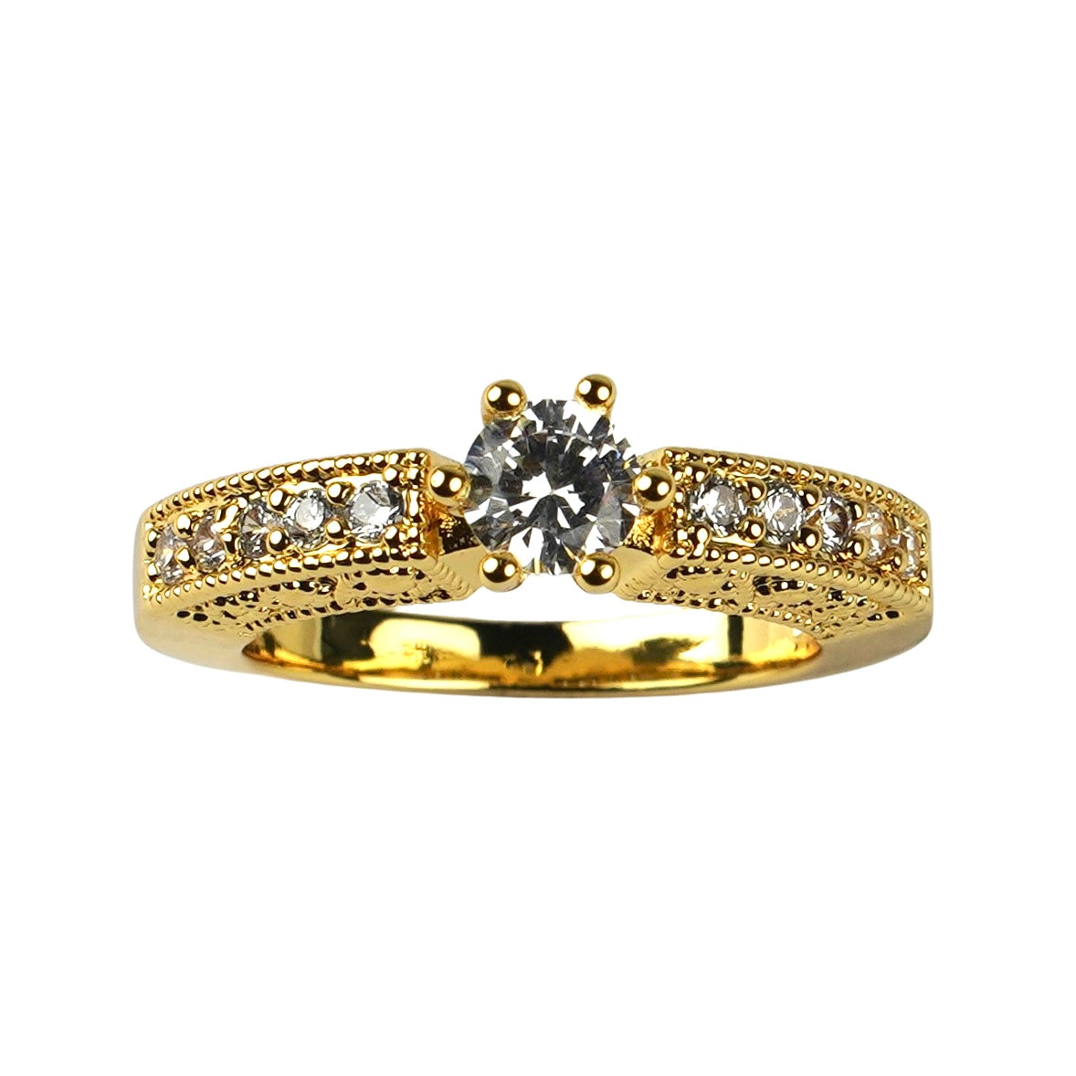 CC01053 Ring 18K Yellow Gold Plated Copper Cubic Zirconia