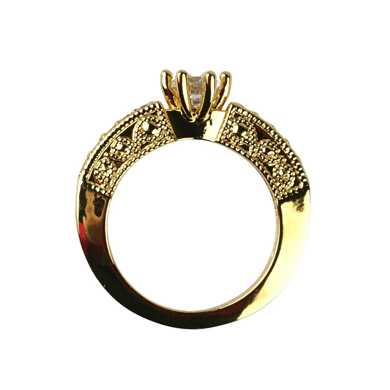 CC01053 Ring 18K Yellow Gold Plated Copper Cubic Zirconia