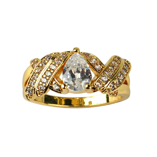 CC01054 Ring 18K Yellow Gold Plated Copper Cubic Zirconia