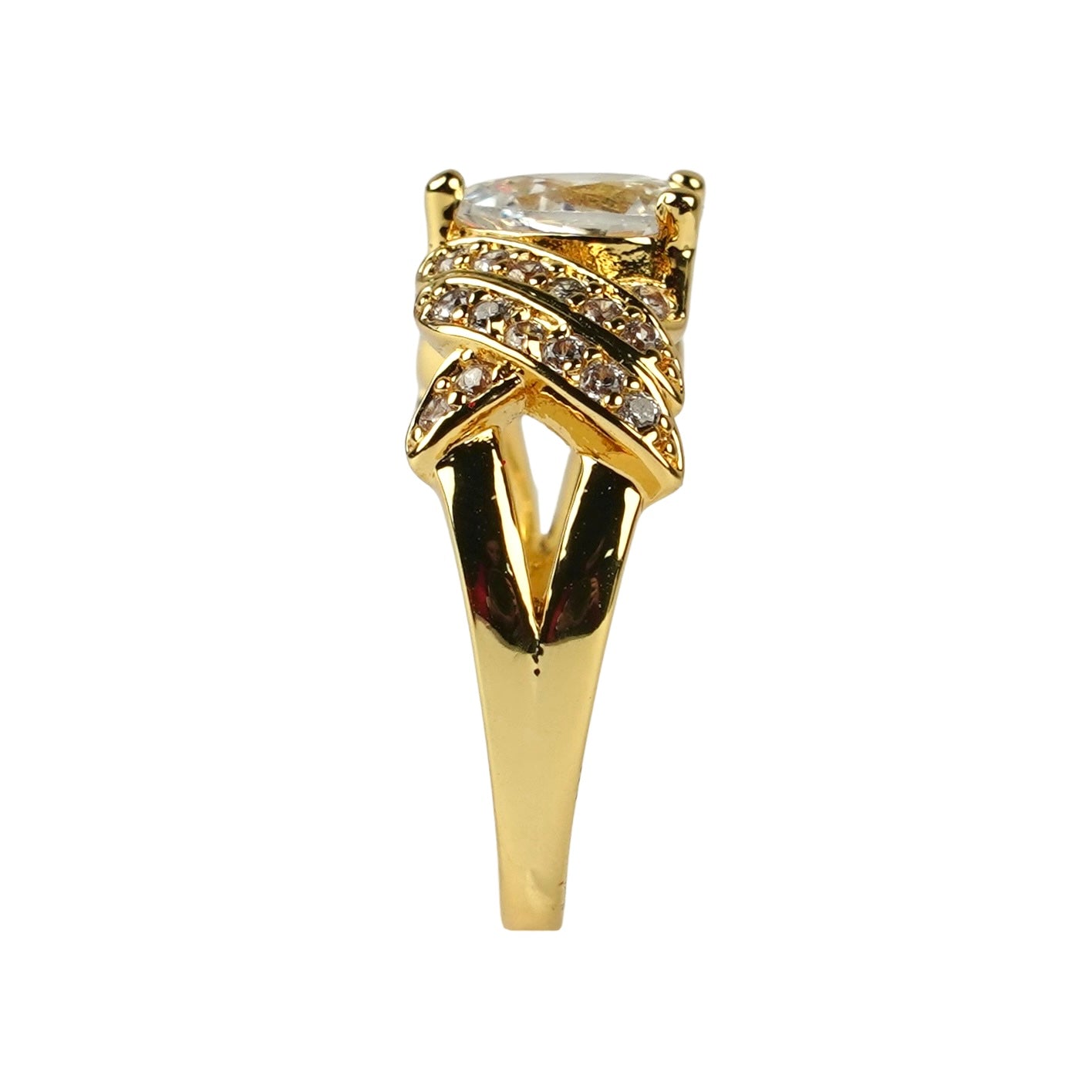 CC01054 Ring 18K Yellow Gold Plated Copper Cubic Zirconia