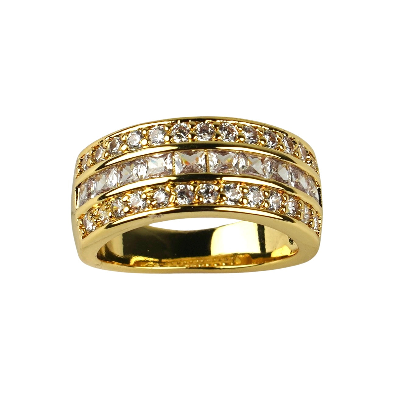 CC01056 Ring 18K Yellow Gold Plated Copper Cubic Zirconia