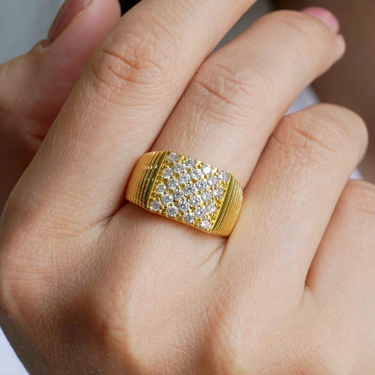 CC01057 Ring 18K Yellow Gold Plated Copper Cubic Zirconia