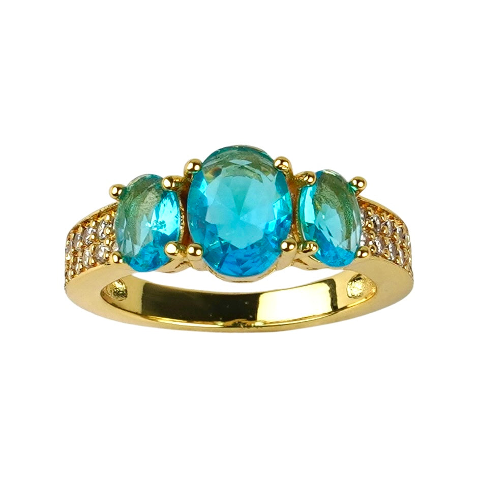 CC01059 Ring 18K Yellow Gold Plated Copper Cubic Zirconia