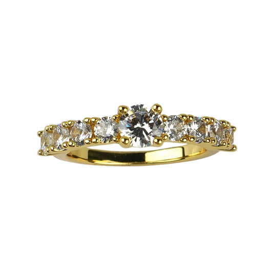 CC01062 Ring 18K Yellow Gold Plated Copper Cubic Zirconia