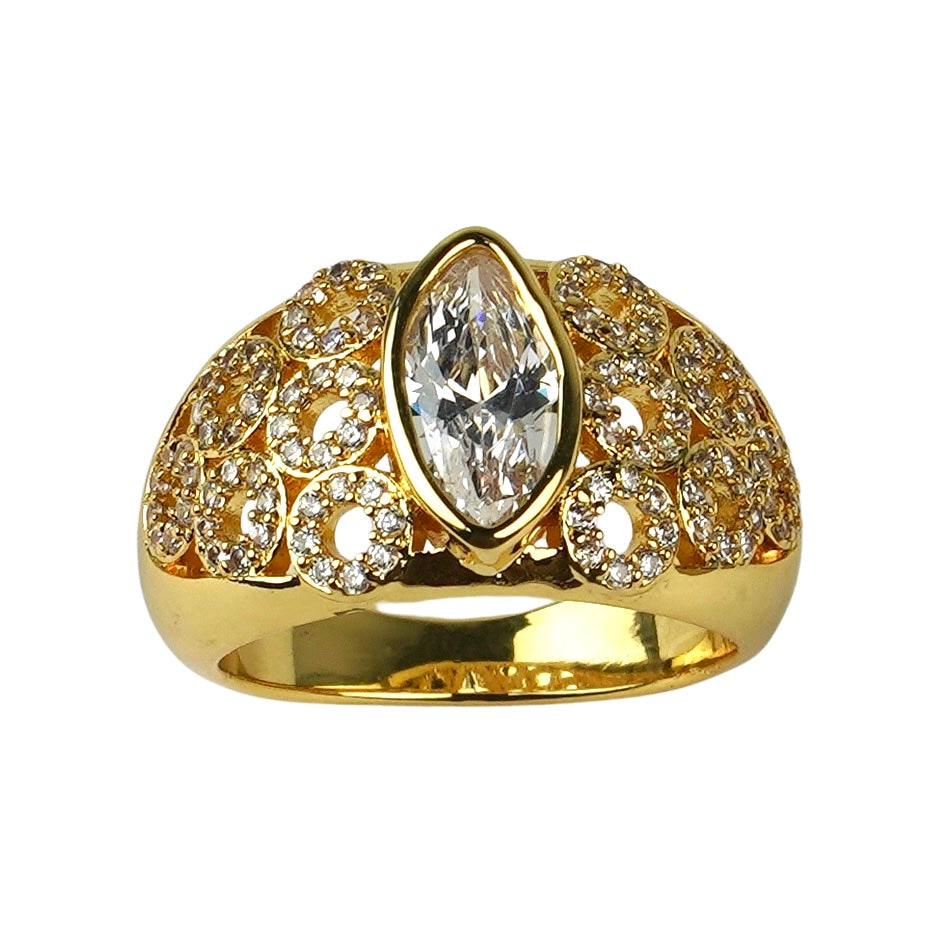 CC01064 Ring 18K Yellow Gold Plated Copper Cubic Zirconia