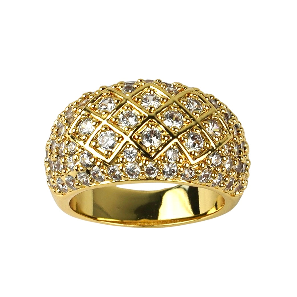 CC01067 Ring 18K Yellow Gold Plated Copper Cubic Zirconia