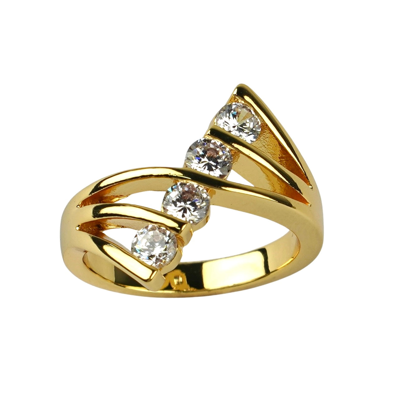 CC01068 Ring 18K Yellow Gold Plated Copper Cubic Zirconia