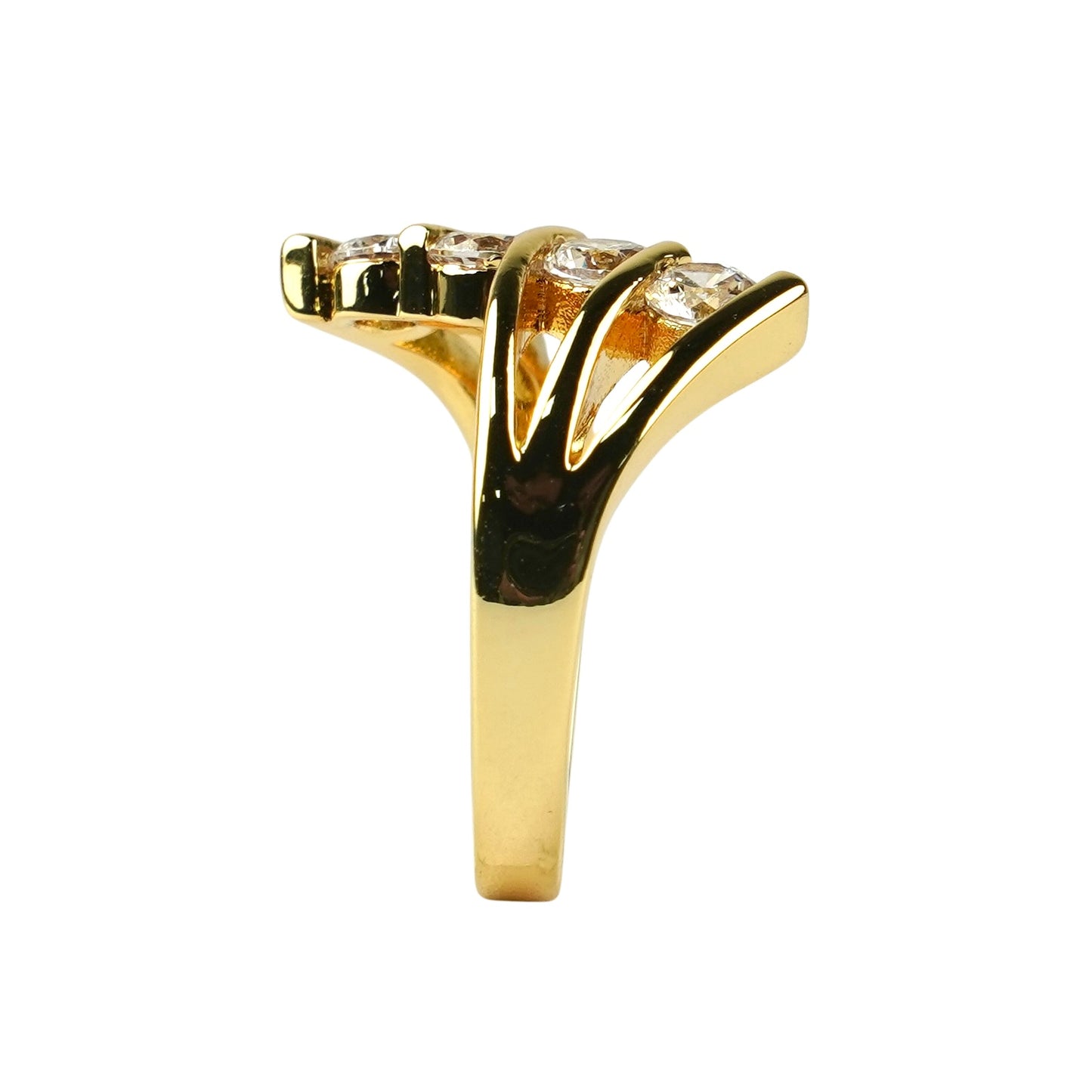 CC01068 Ring 18K Yellow Gold Plated Copper Cubic Zirconia