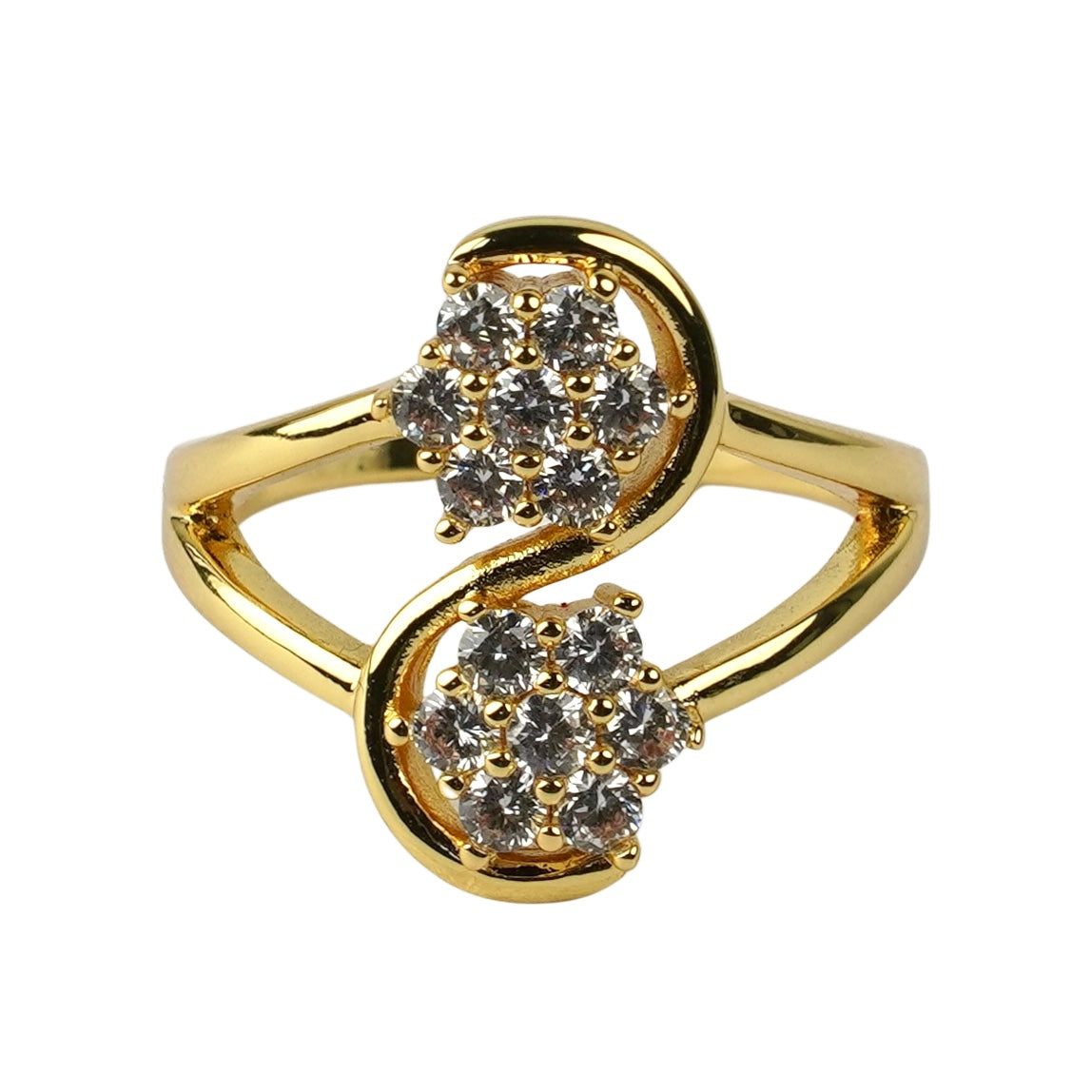 CC01069 Ring 18K Yellow Gold Plated Copper Cubic Zirconia