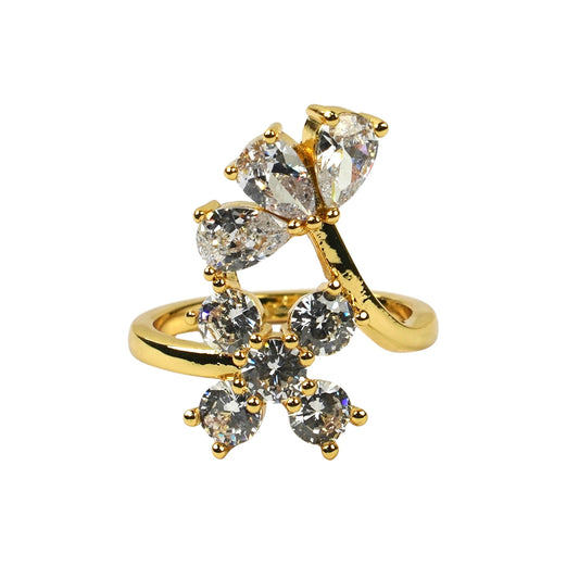 CC01070 Ring 18K Yellow Gold Plated Copper Cubic Zirconia