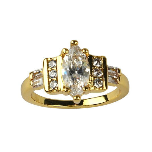 CC01072 Ring 18K Yellow Gold Plated Copper Cubic Zirconia