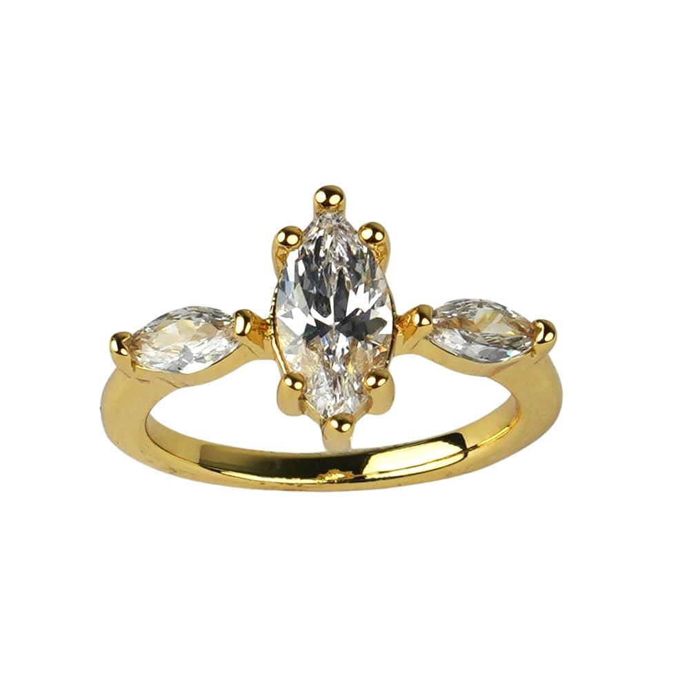 CC01074 Ring 18K Yellow Gold Plated Copper Cubic Zirconia