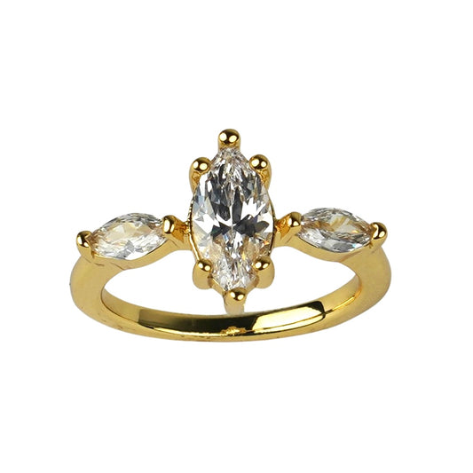 CC01074 Ring 18K Yellow Gold Plated Copper Cubic Zirconia