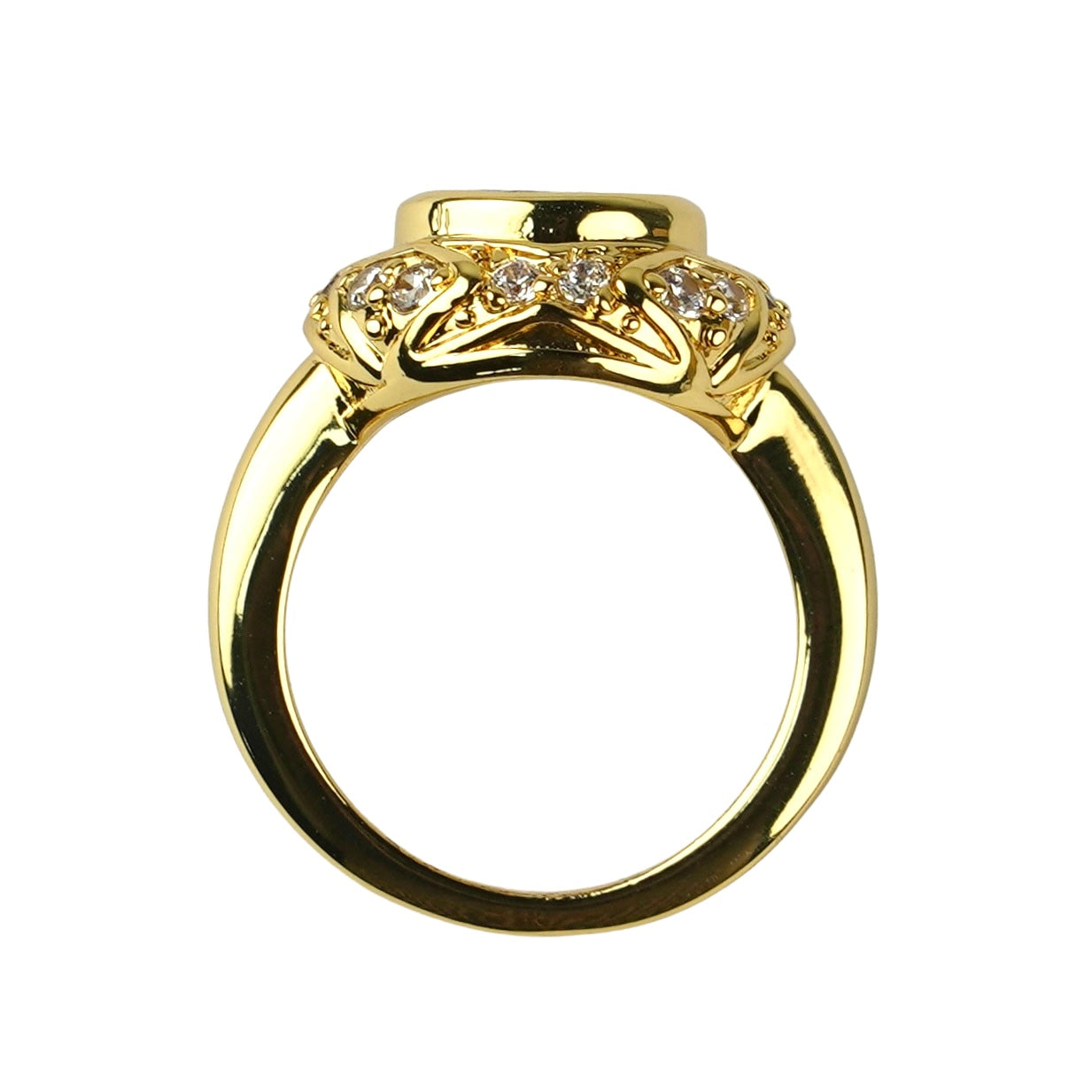 CC01075 Ring 18K Yellow Gold Plated Copper Cubic Zirconia