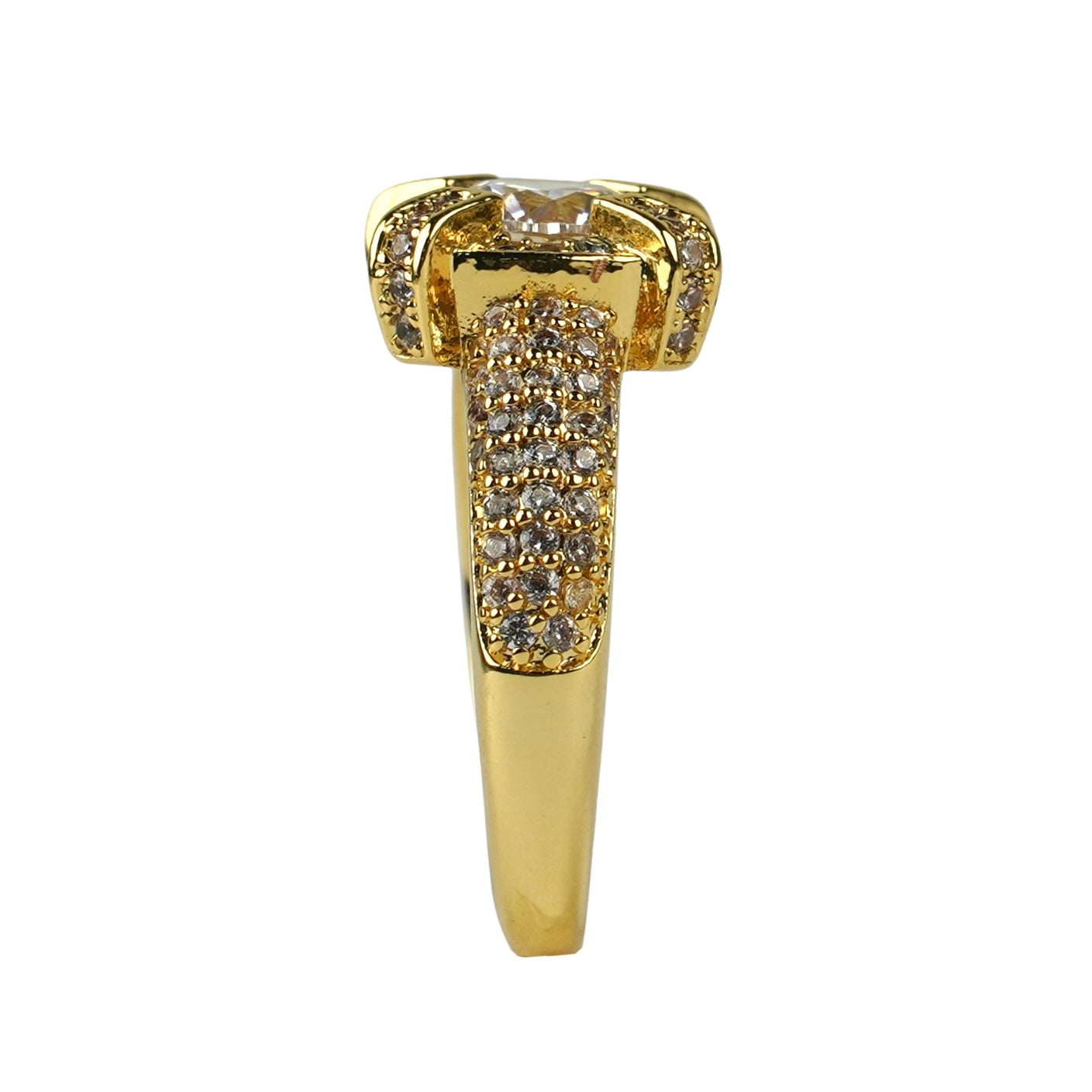 CC01079 Ring 18K Yellow Gold Plated Copper Cubic Zirconia