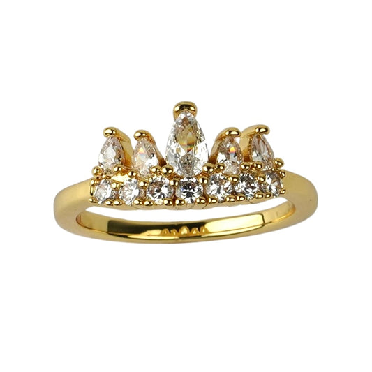 CC01081 Ring 18K Yellow Gold Plated Copper Cubic Zirconia