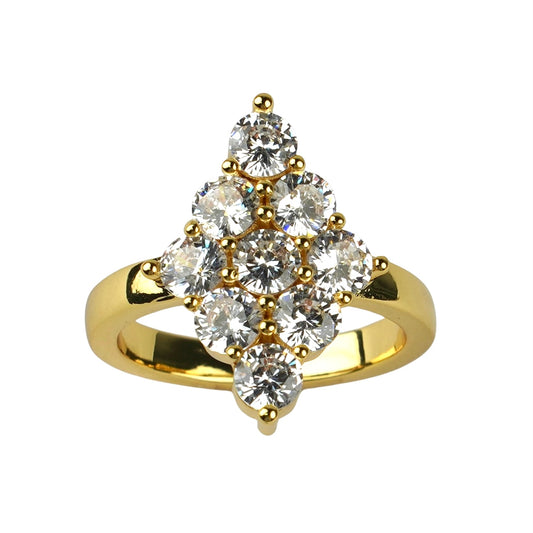 CC01082 Ring 18K Yellow Gold Plated Copper Cubic Zirconia