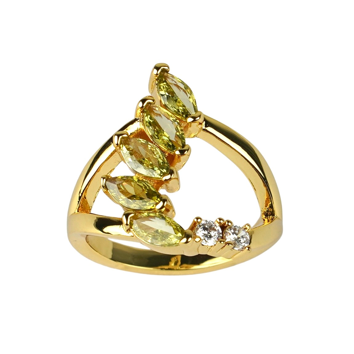 CC01083 Ring 18K Yellow Gold Plated Copper Cubic Zirconia