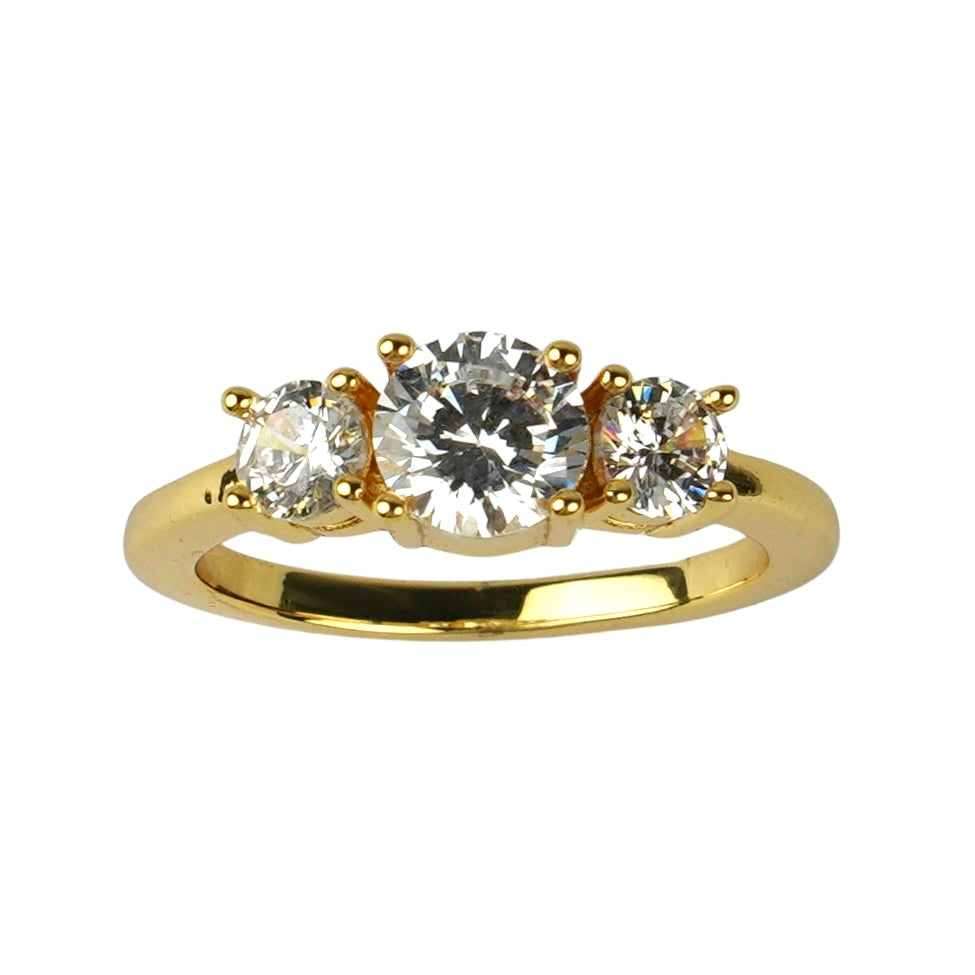 CC01084 Ring 18K Yellow Gold Plated Copper Cubic Zirconia