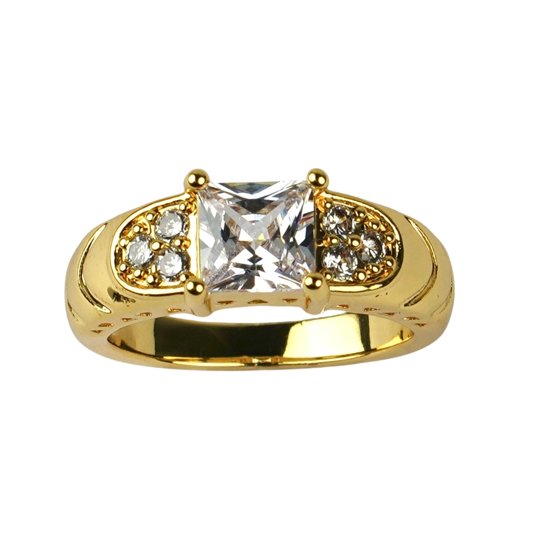 CC01086 Ring 18K Yellow Gold Plated Copper Cubic Zirconia