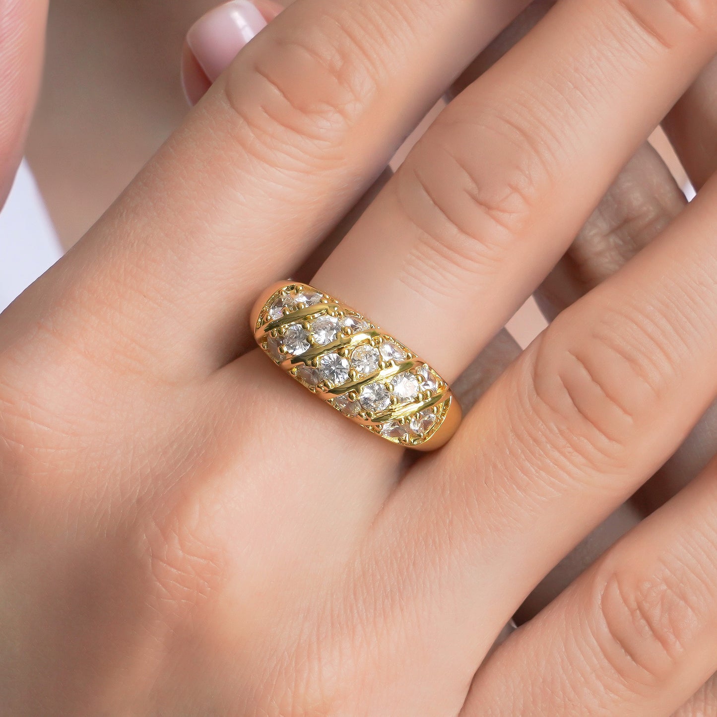 CC01087 Ring 18K Gold Plated Copper Cubic Zirconia