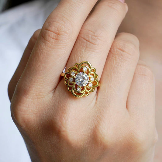 CC01088 Ring 18K Yellow Gold Plated Copper Cubic Zirconia