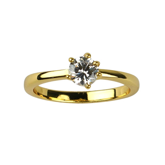 CC01092 Ring 18K Yellow Gold Plated Copper Cubic Zirconia