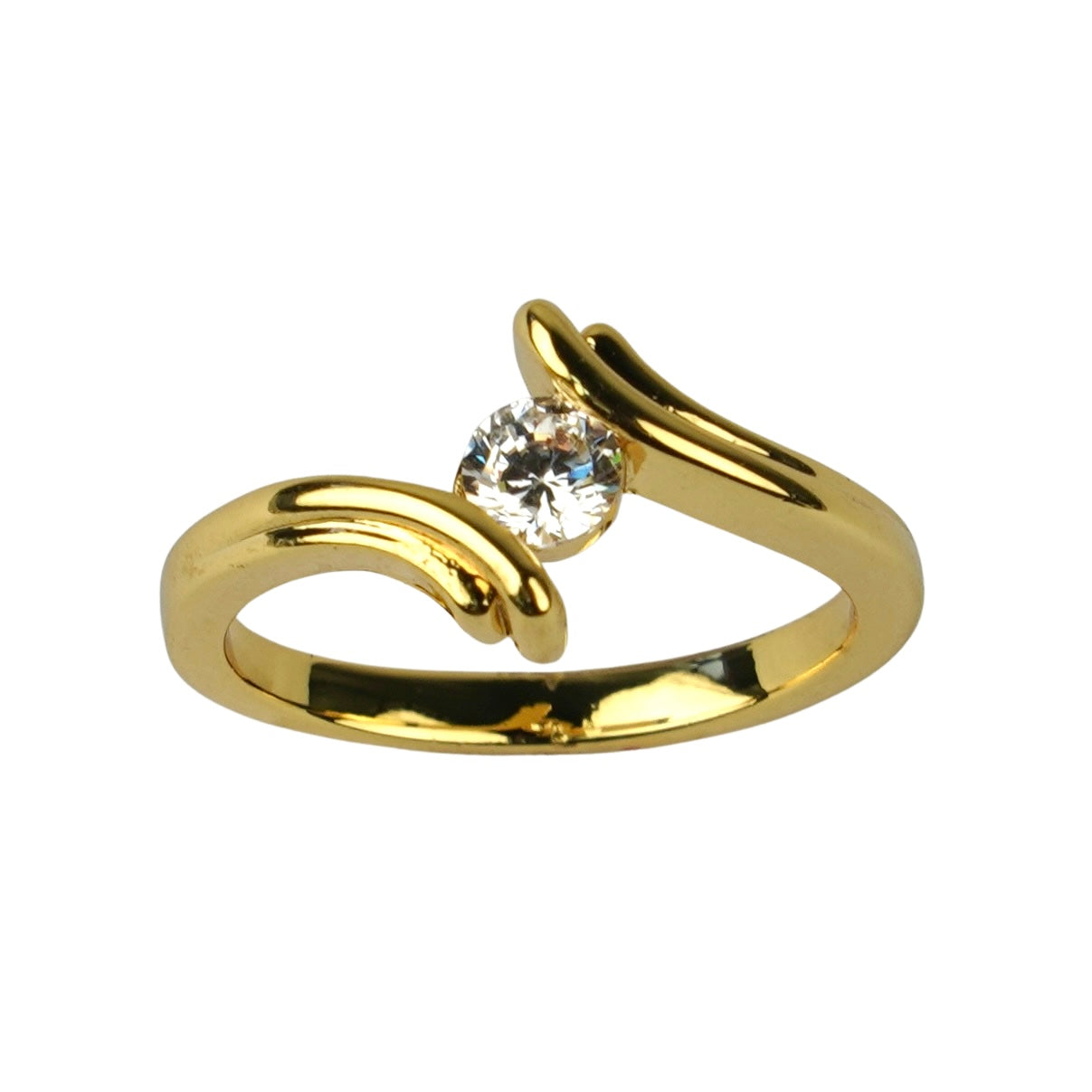 CC01094 Ring 18K Yellow Gold Plated Copper Cubic Zirconia
