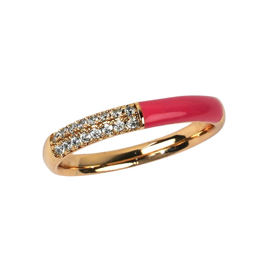 CC01190 Ring 18K Gold Plated Brass Cubic Zirconia