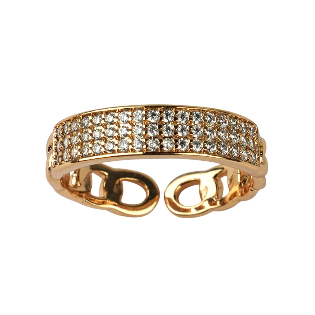 CC01211 Кольцо из 18K позолоченной меди с кубическим цирконием