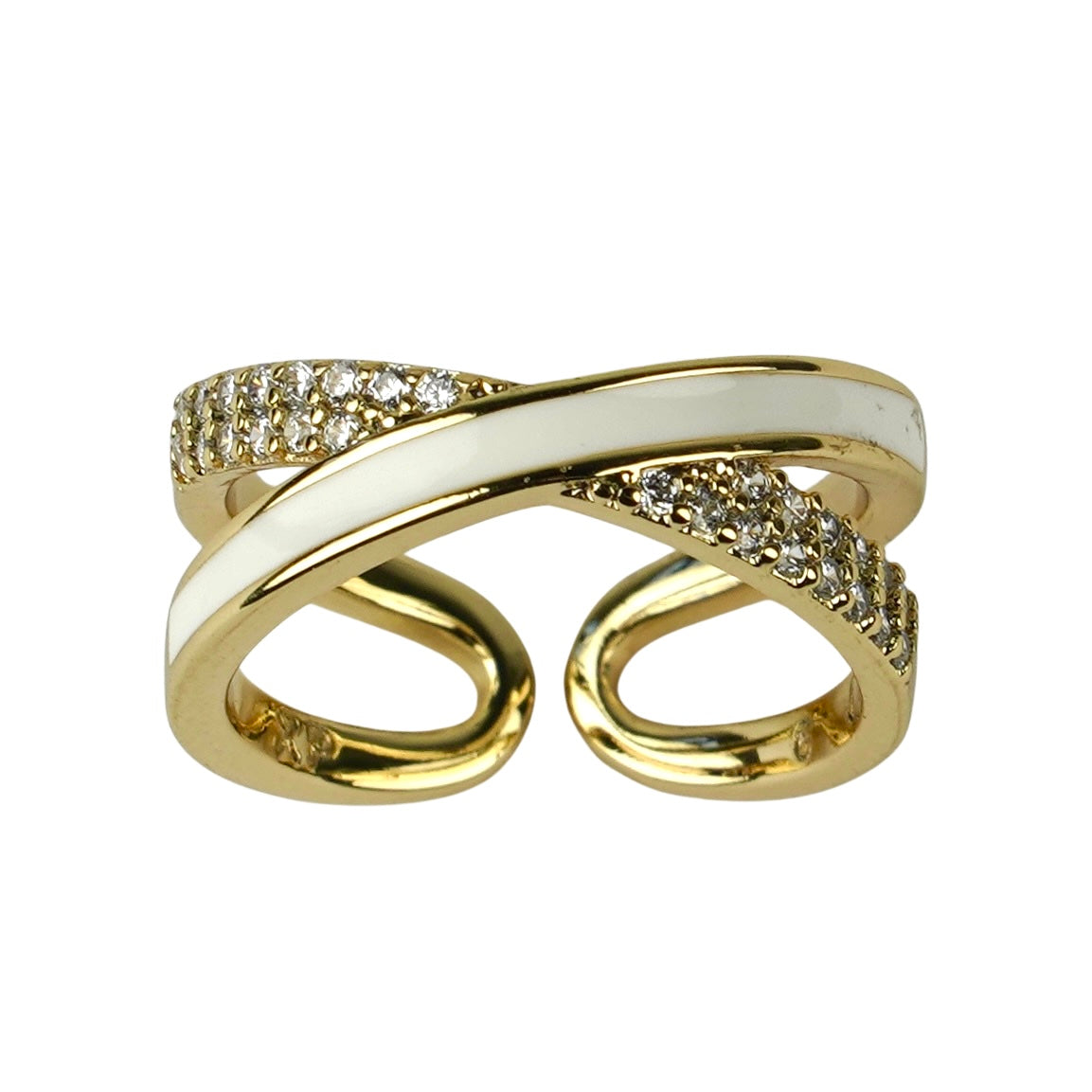 CC01212 Кольцо из латуни с золотым покрытием 14K и кубическим цирконием