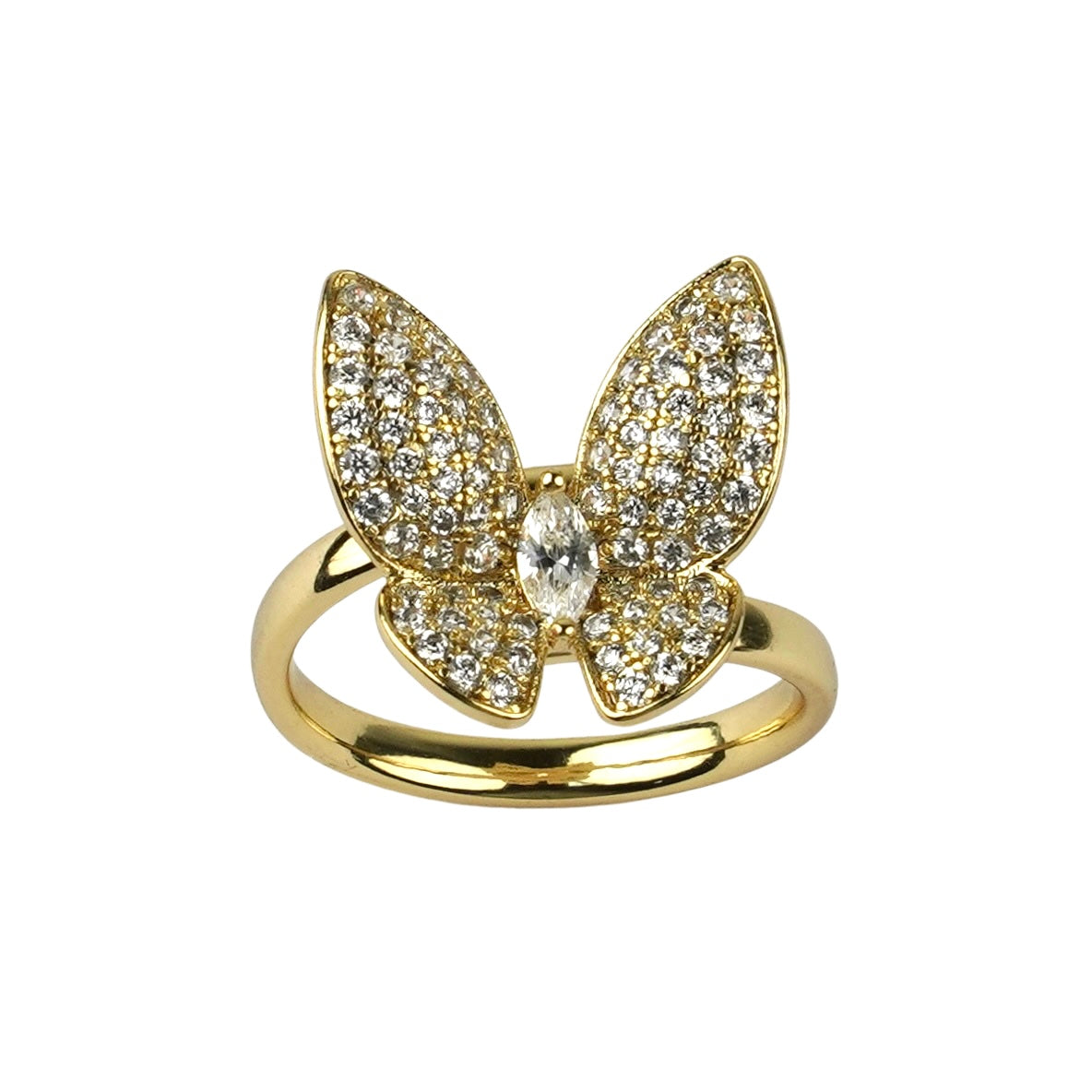 CC01223 Ring 14K Gold Plated Brass Cubic Zirconia