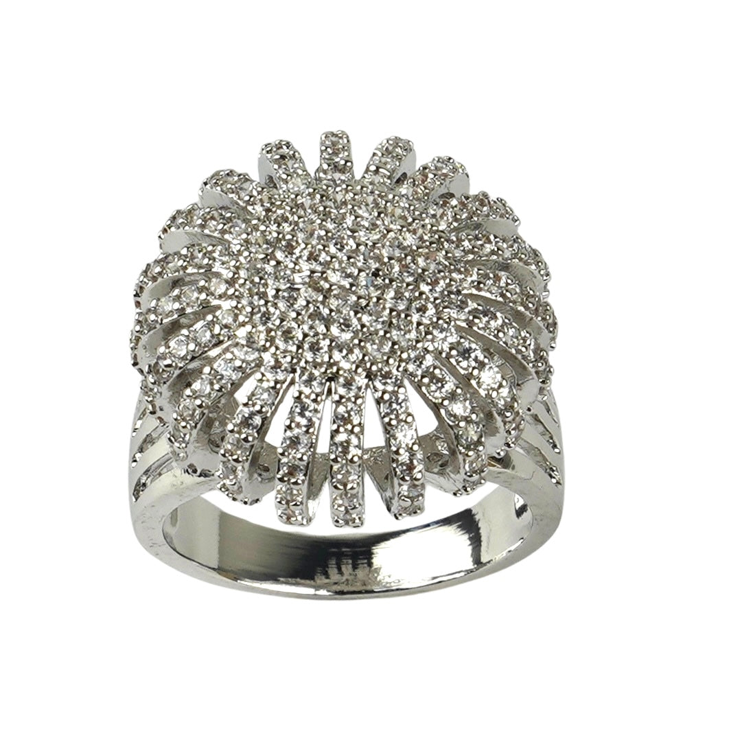 CC01225 Ring 18K White Gold Plated Brass Cubic Zirconia