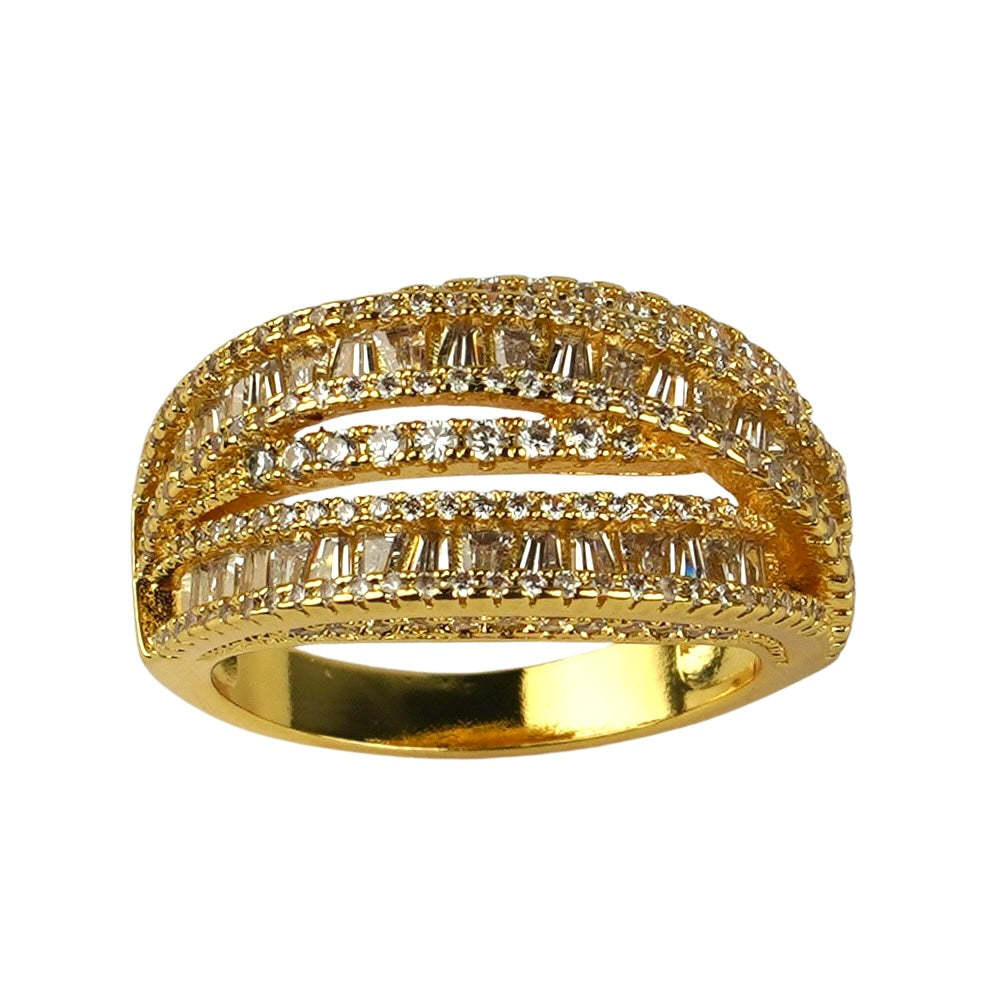 CC01277 Ring 18K Yellow Gold Plated Copper Cubic Zirconia