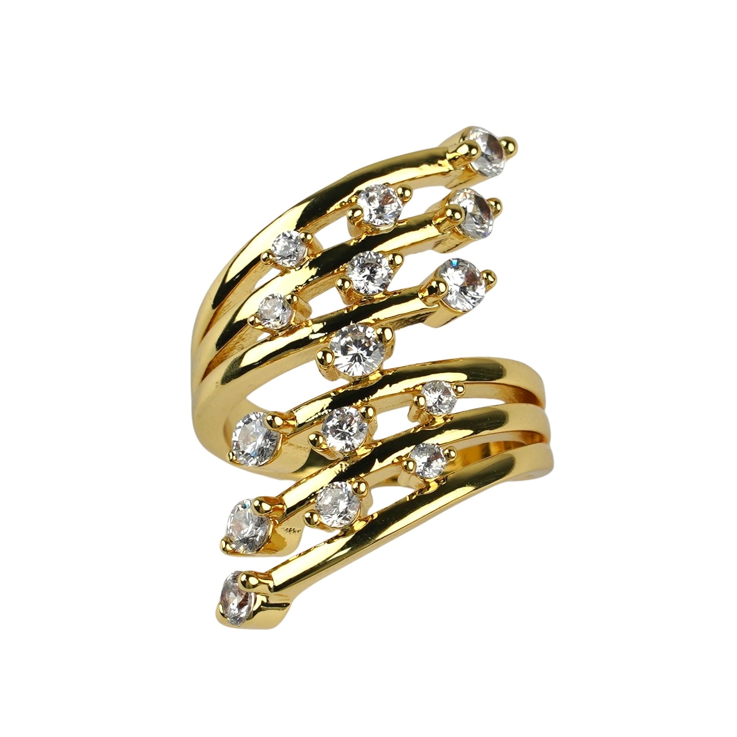 CC01282 Ring 18K Yellow Gold Plated Copper Cubic Zirconia