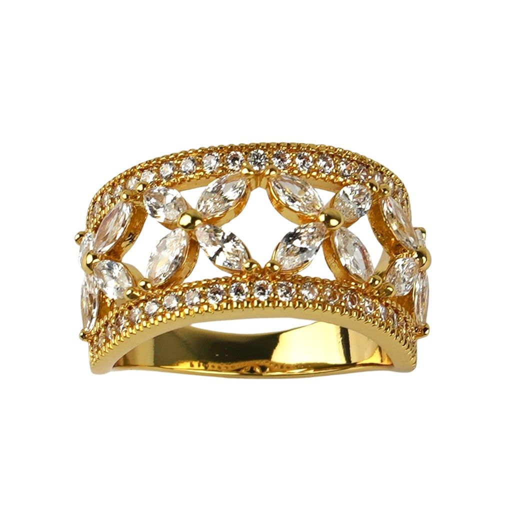 CC01286 Ring 18K Gold Plated Copper Cubic Zirconia