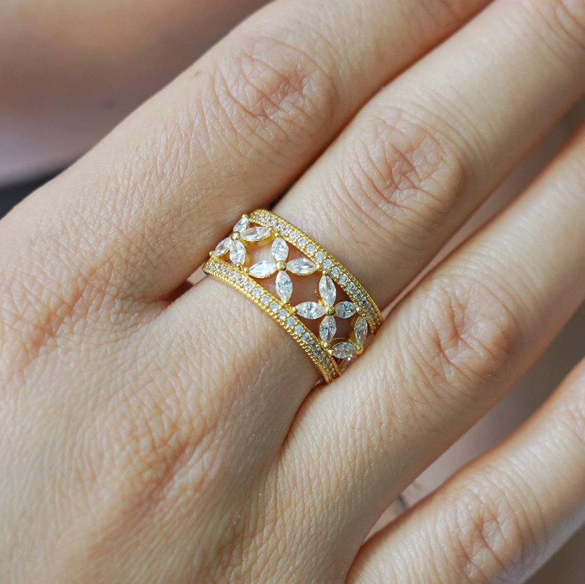 CC01286 Ring 18K Gold Plated Copper Cubic Zirconia