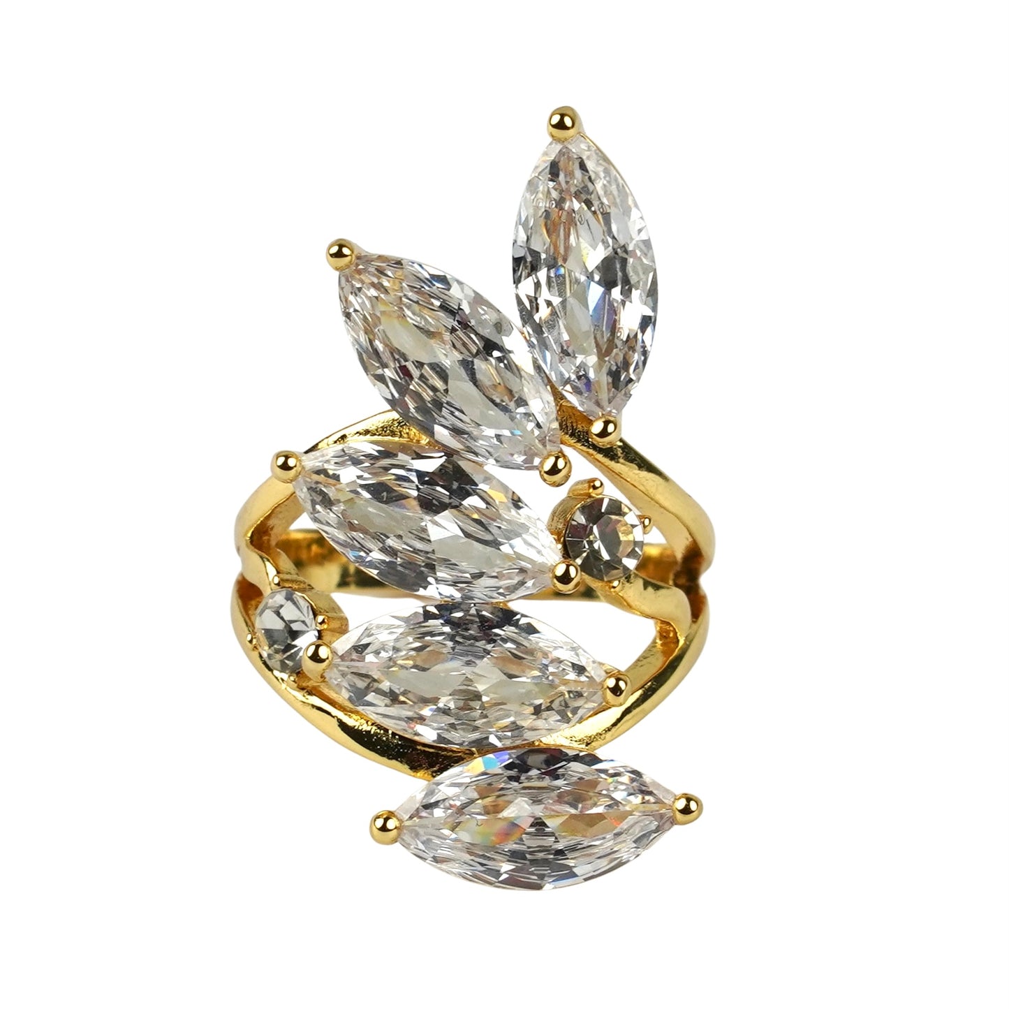 CC01292 Ring 18K Gold Plated Brass Cubic Zirconia