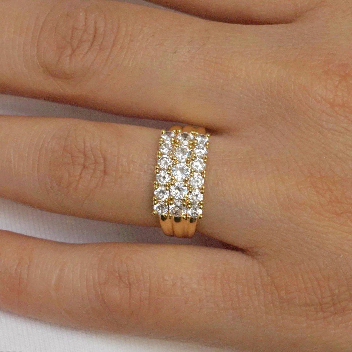 CC01296 Ring 18K Yellow Gold Plated Copper Cubic Zirconia