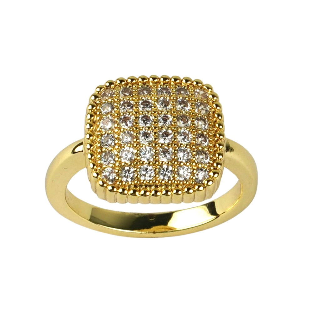 CC01298 Ring 18K Gold Plated Copper Cubic Zirconia