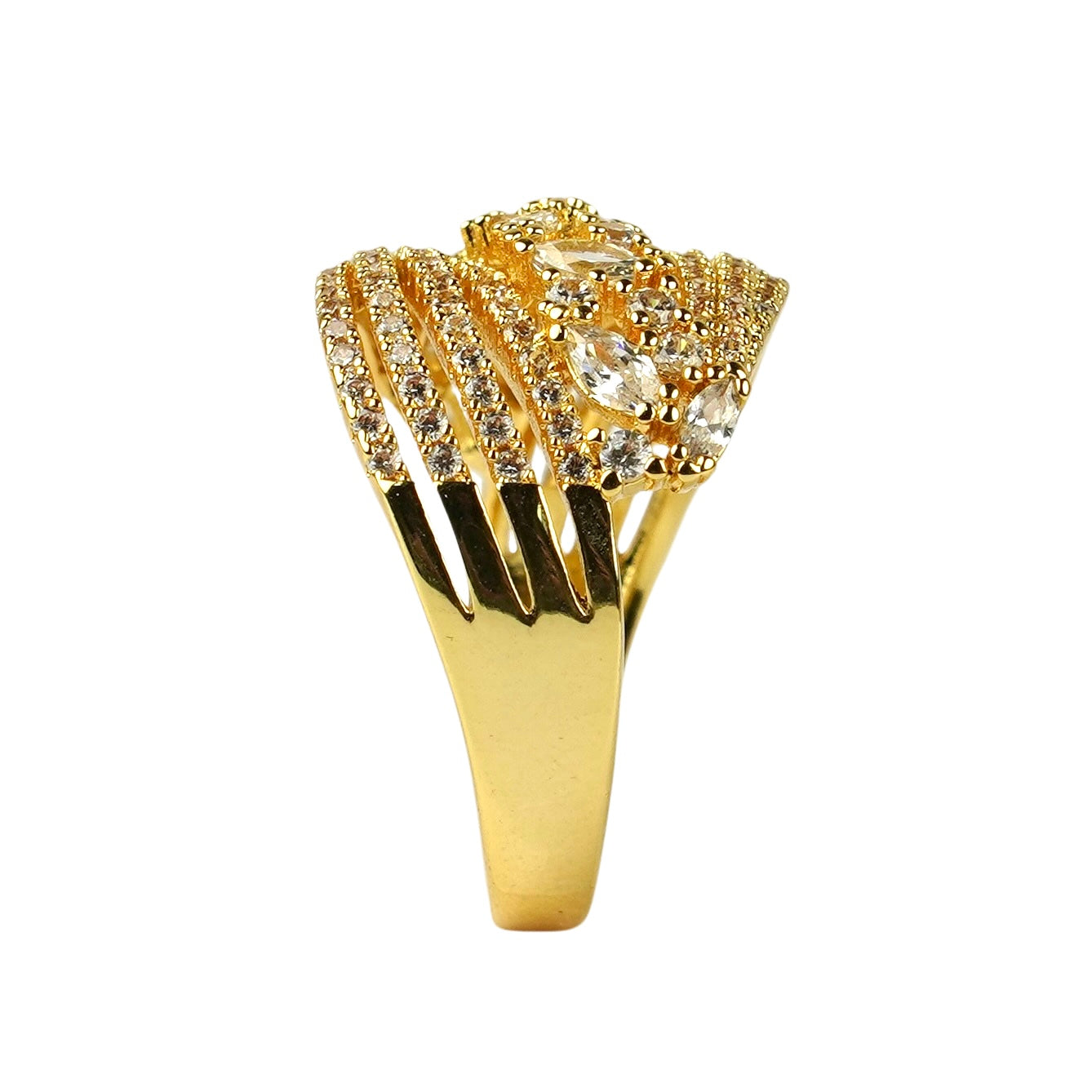 CC01301 Ring 18K Gold Plated Copper Cubic Zirconia