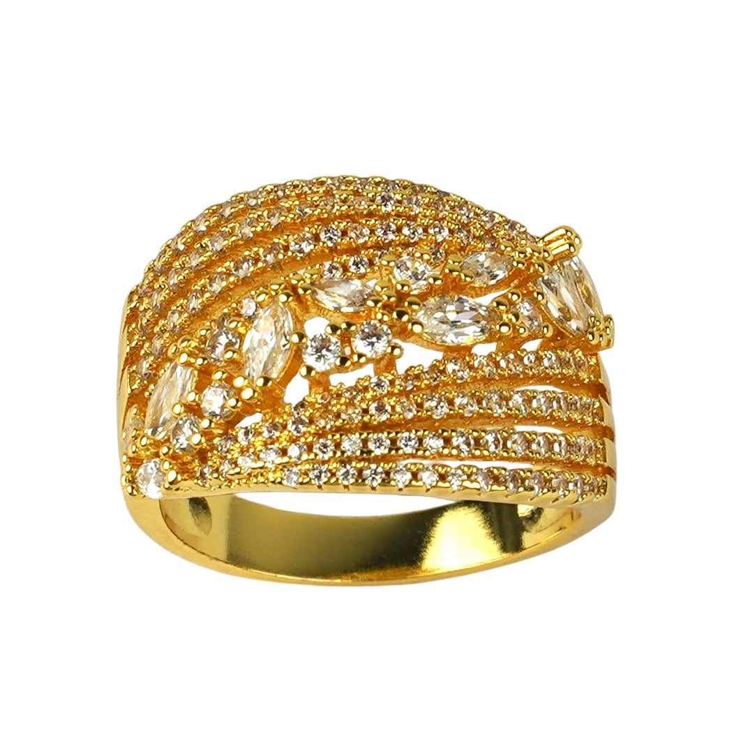 CC01301 Ring 18K Gold Plated Copper Cubic Zirconia