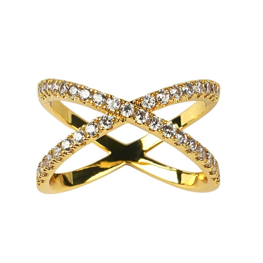 CC01303 Ring 18K Gold Plated Copper Cubic Zirconia