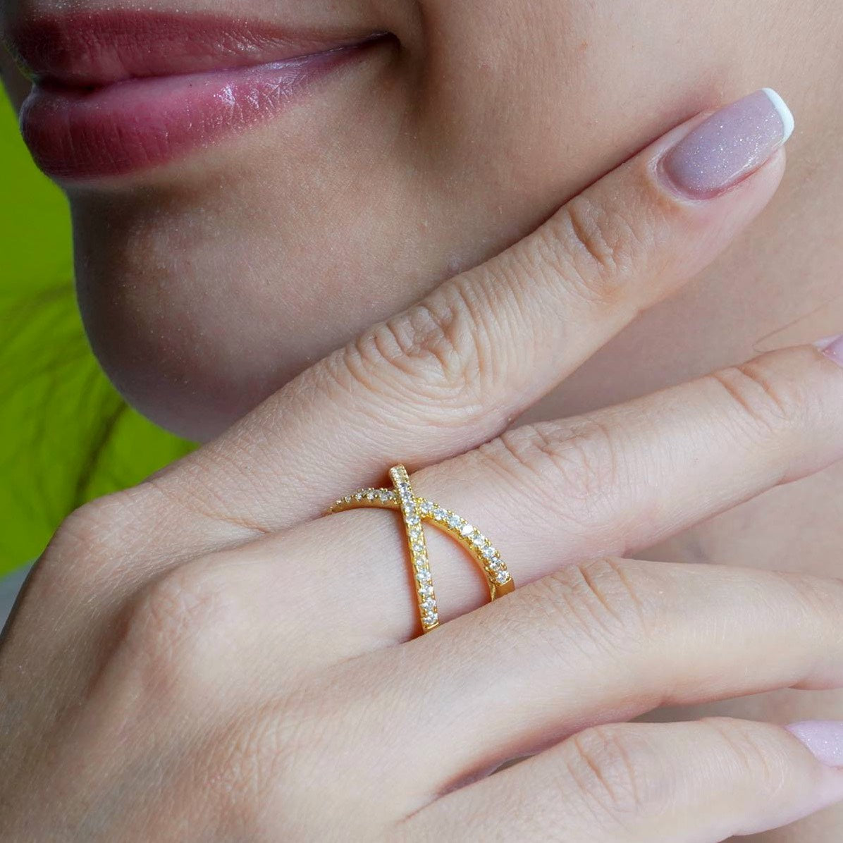 CC01303 Ring 18K oltin qoplamali mis kubik sirkon