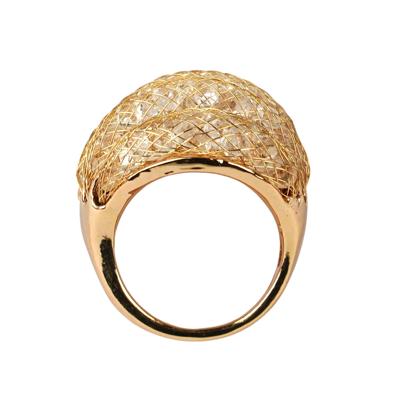 CC01306 Кольцо из 18K позолоченной меди с кристаллом