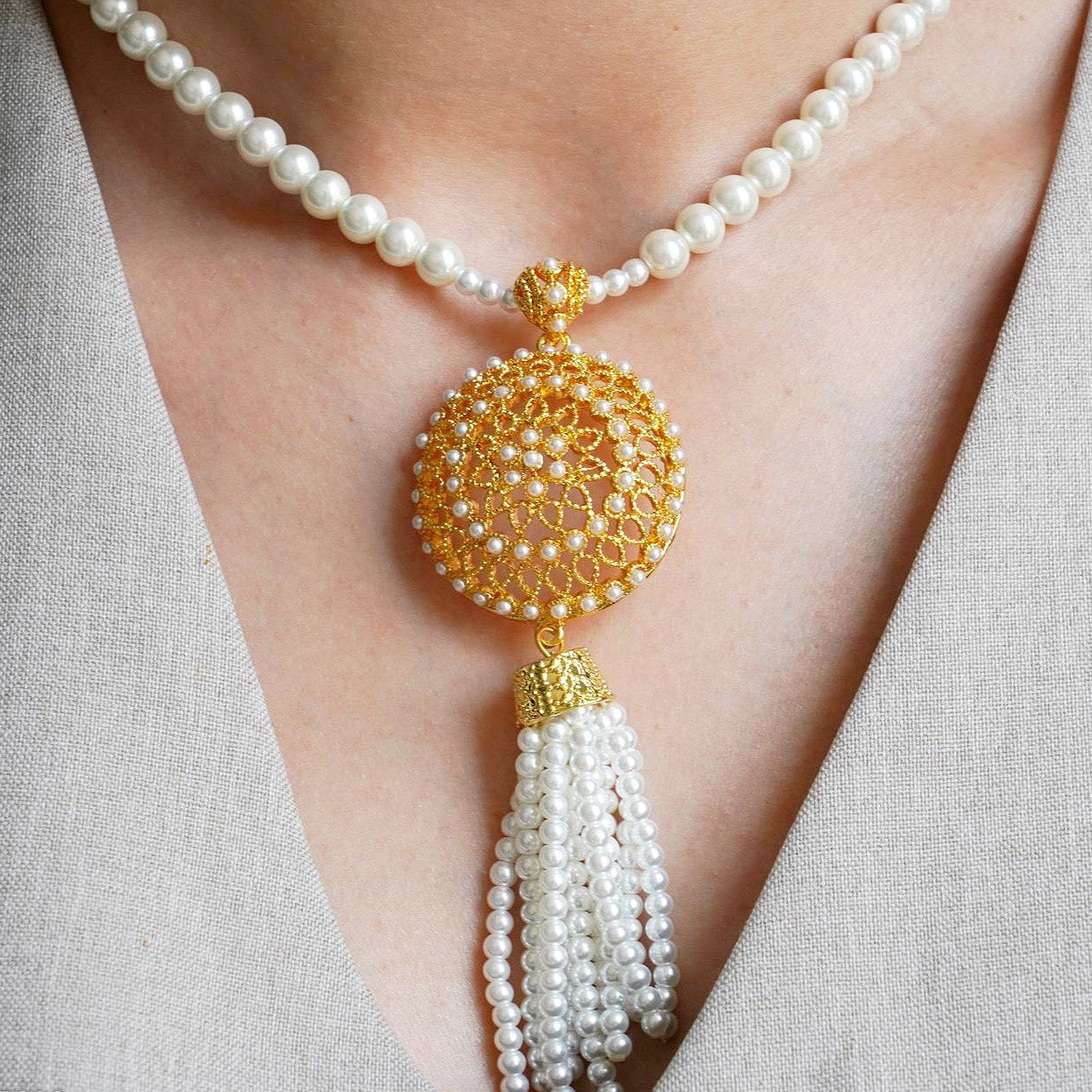 CC01324 Set 18K Yellow Gold Plated Alloy Imitation Pearl